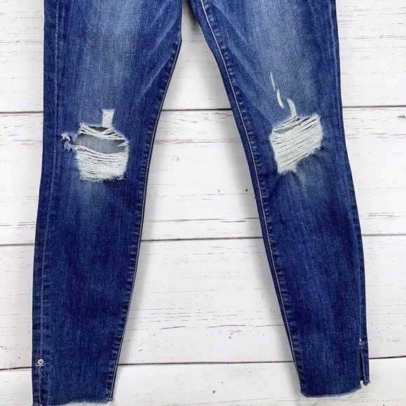 Frame Jeans 27 Le High Skinny Ankle Slit Dark Wash Denim Distressed High Rise - Picture 4 of 16